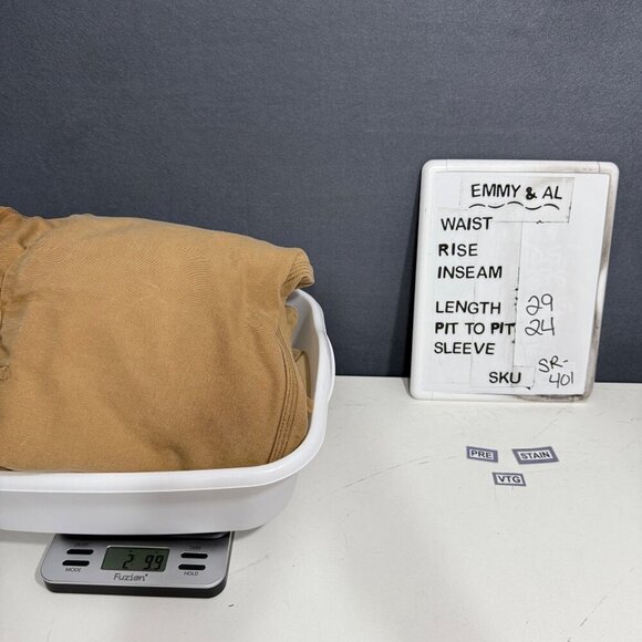 Carhartt Mens VTG Chore Jacket Size 44 Tall Canvas Quilted Lined Corduroy Collar - Picture 14 of 16